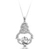 Silver CZ Claddagh Pendant with Celtic Knot-SP017