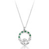 Silver CZ Emerald Claddagh Pendant-SP014GS