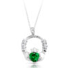Silver CZ Emerald Claddagh Pendant-SP015