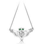 Silver CZ Emerald Claddagh Pendant-SP038G.