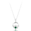 Silver CZ Emerald Claddagh Pendant-SP130G