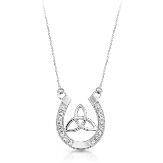 Silver CZ Horse Shoe Celtic pendant-SP016
