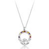 Silver CZ Multicolour Claddagh Pendant-SP014MS