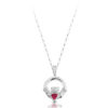 Silver CZ Ruby Claddagh Pendant-SP130R