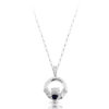 Silver CZ Sapphire Claddagh Pendant-SP130S
