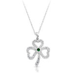 Silver CZ Shamrock pendant-SP019