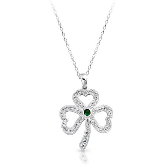 Silver CZ Shamrock pendant-SP019