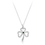 Silver CZ Shamrock pendant-SP019S