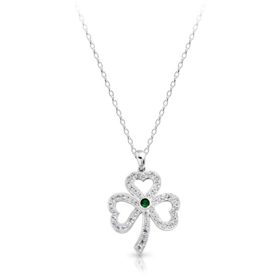 Silver CZ Shamrock pendant-SP019S
