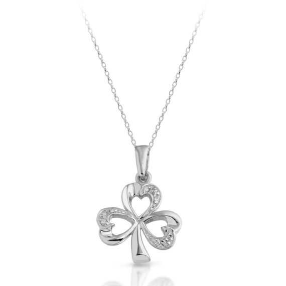 Silver CZ Shamrock pendant-SP07