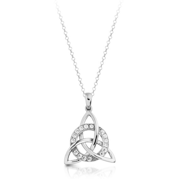 Silver CZ Trinity Knot Celtic pendant-SP09