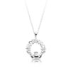Silver Claddagh Pendant with Shamrock and Celtic Design-SP056S