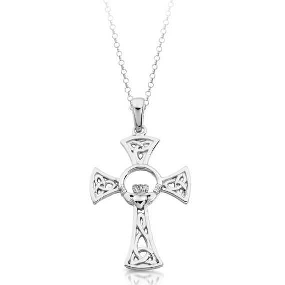Silver Claddagh Cross with Celtic Knot-SC03