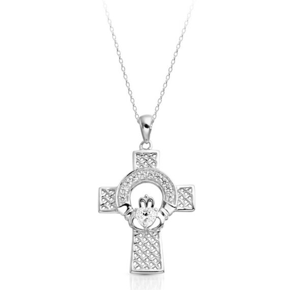 Silver Claddagh Cross with Celtic Knot-SC126