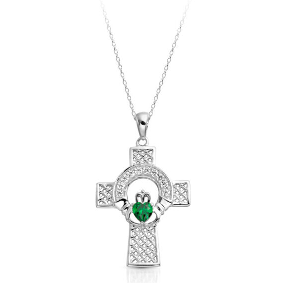 Silver Claddagh Cross with Celtic Knot-SC126G