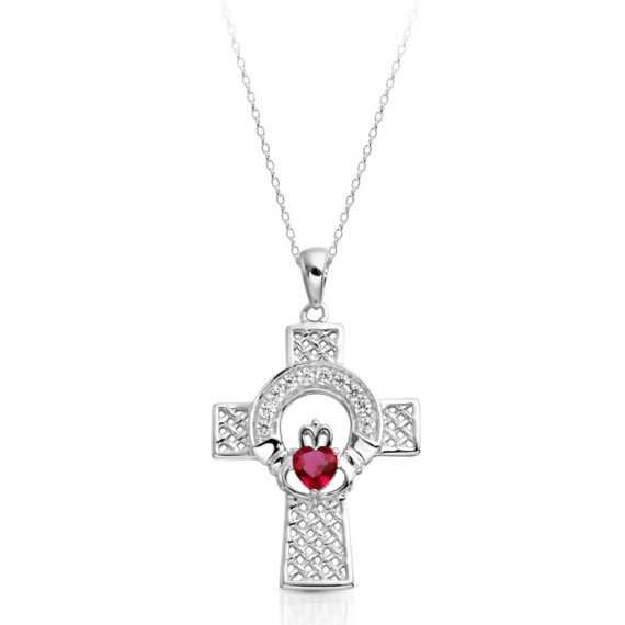 Silver Claddagh Cross with Celtic Knot-SC126R