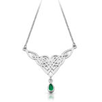 Silver Emerald Celtic Necklace-SP035G