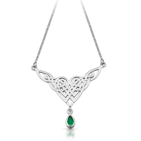 Silver Emerald Celtic Necklace-SP035G