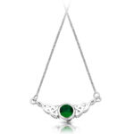 Silver Emerald Celtic Necklace-SP036G