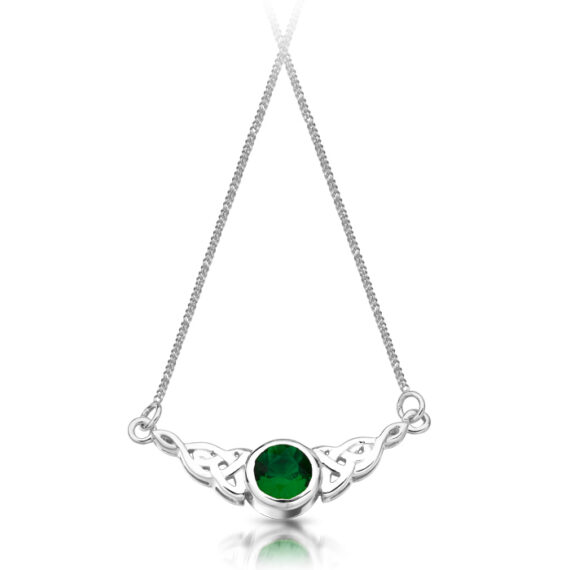 Silver Emerald Celtic Necklace-SP036G