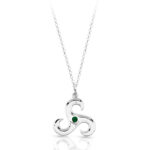 Silver Emerald Triskele Celtic pendant-SP024G