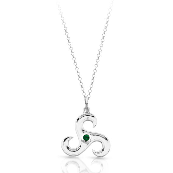 Silver Emerald Triskele Celtic pendant-SP024G