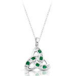 Silver Trinity Knot CZ Emerald Celtic pendant-SP012G