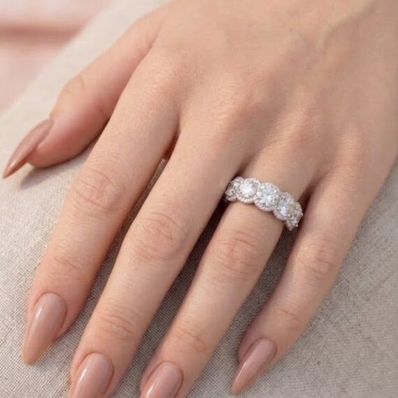 18ct Gold 5 Stone Oval Lab Diamond Ring-DPL776