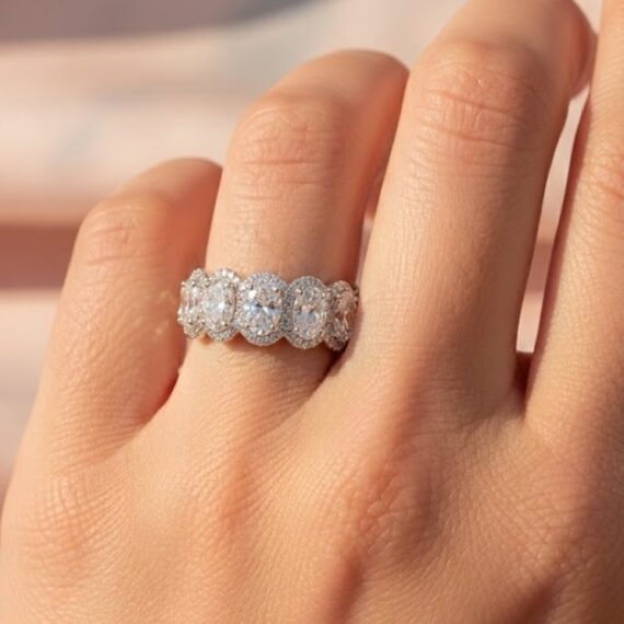 18ct Gold 5 Stone Oval Lab Diamond Ring-DPL777