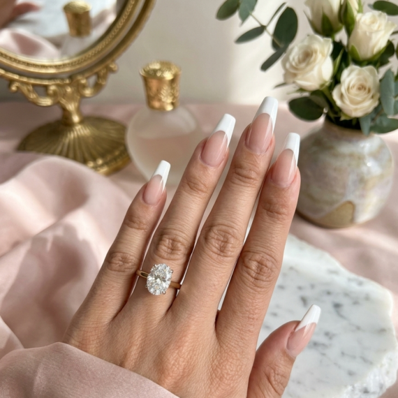 18ct Gold Oval Lab Diamond Engagement Ring-DPL783