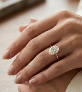 18ct Gold Oval Lab Diamond Engagement Ring-DPL783