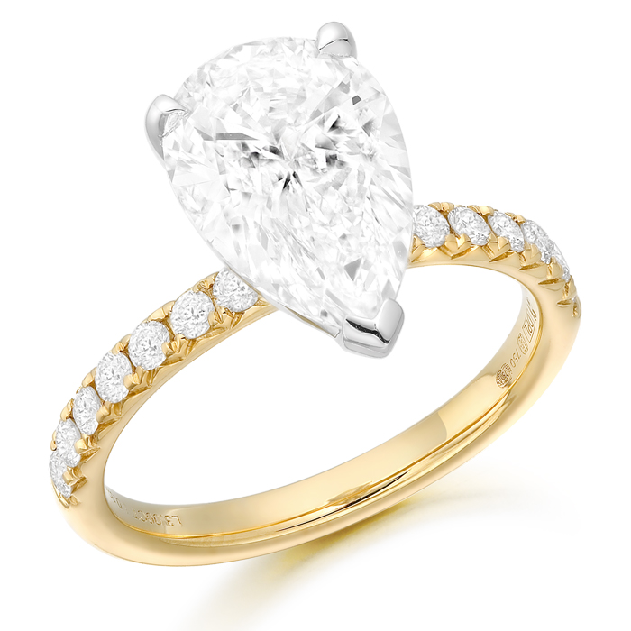 18ct Gold Pear Shape Lab Diamond Engagement Ring-DPL781