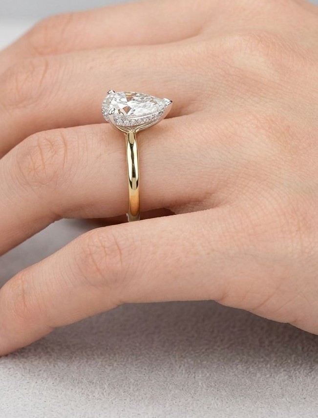 18ct Gold Pear Shape Lab Diamond Engagement Ring-DPL785 - Image 2