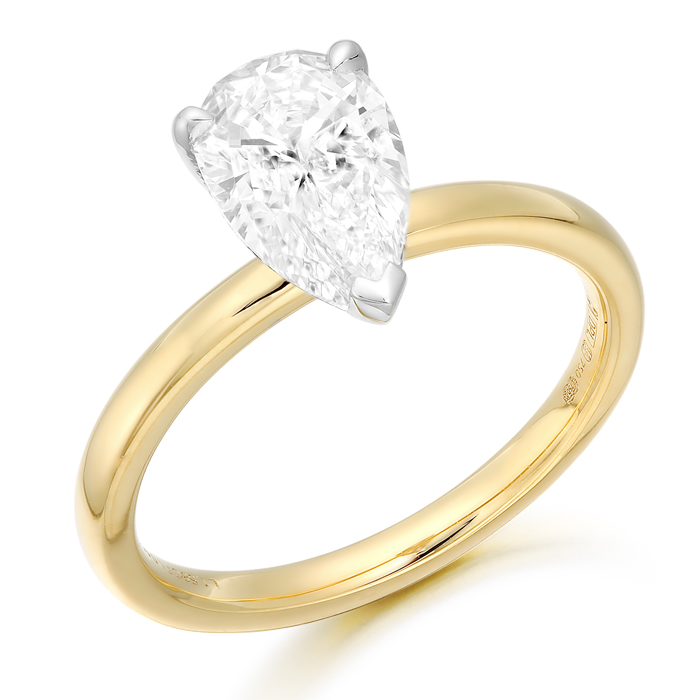 18ct Gold Pear Shape Lab Diamond Engagement Ring-DPL785P