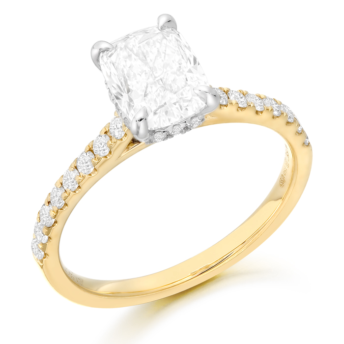 18ct Gold Radiant Cut Lab Diamond Engagement Ring-DPL786