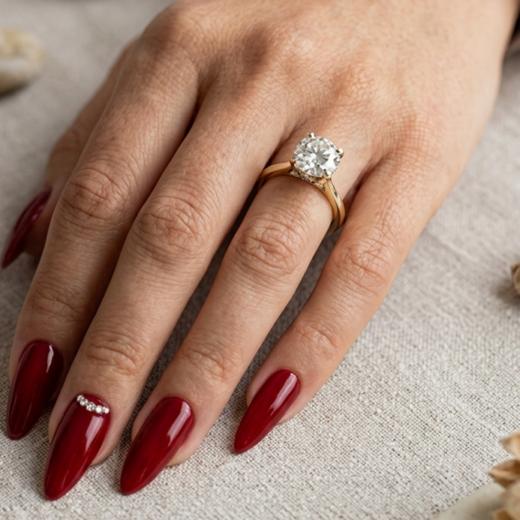 18ct Gold Round Lab Diamond Engagement Ring-DPL782
