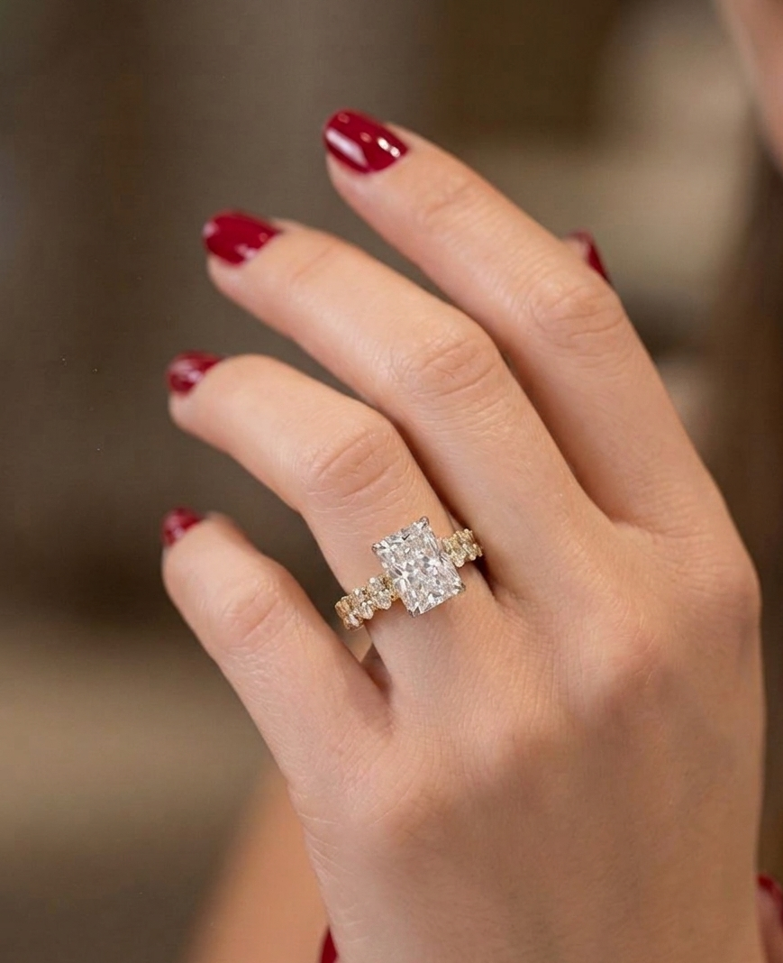 18ct Radiant Cut Lab Diamond Engagement Ring-DPL766