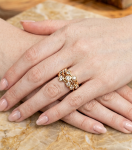 18ct Yellow Gold Rain Drop Lab Diamond Ring-DPL780