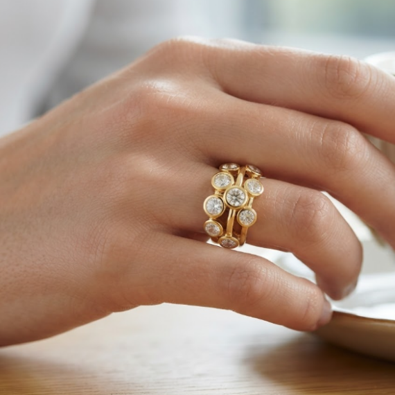 18ct Yellow Gold Rain Drop Lab Diamond Ring-DPL780