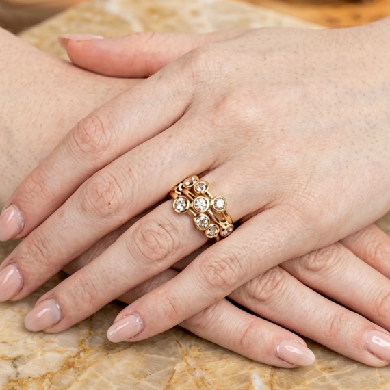 18ct Yellow Gold Rain Drop Lab Diamond Ring-DPL780