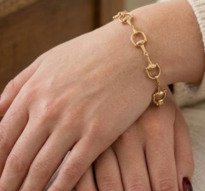 9ct Gold Horse Shoe Equestrian Bracelet-B4