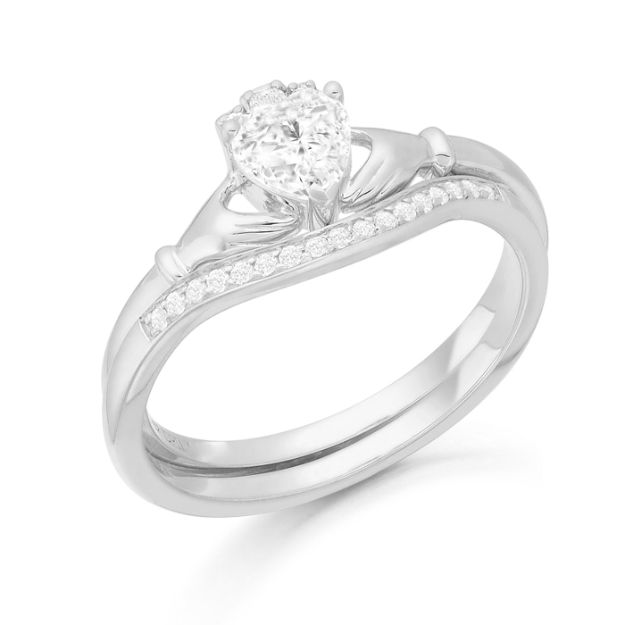 9ct White Gold Claddagh Ring-CL59W