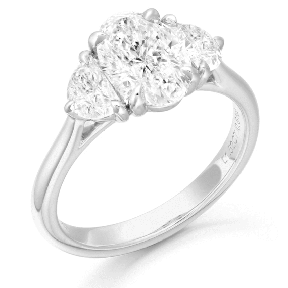 PT950 Oval and Hlf Moon Shape Diamond Engagement Ring-DPL720PT