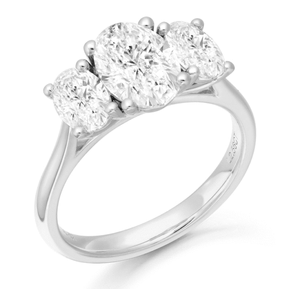 PT950 Three Stone Oval Diamond Engagement Ring-DPL723PT