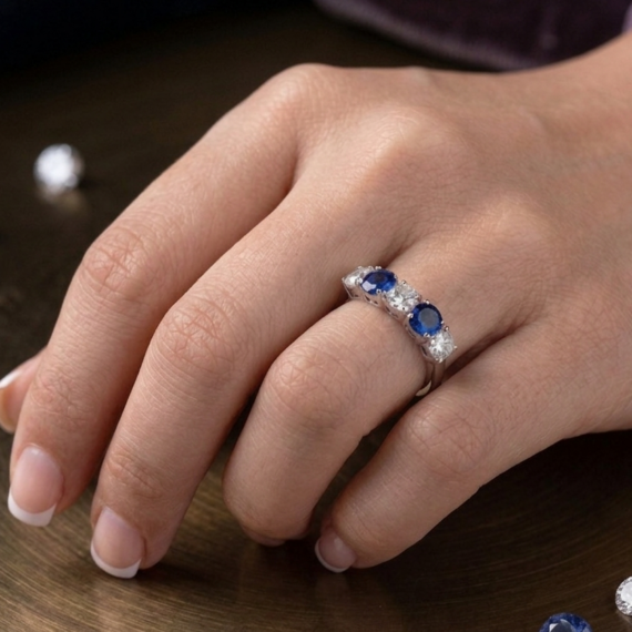 Platinum 5 Stone Lab Diamond Ring-DPL774SPT