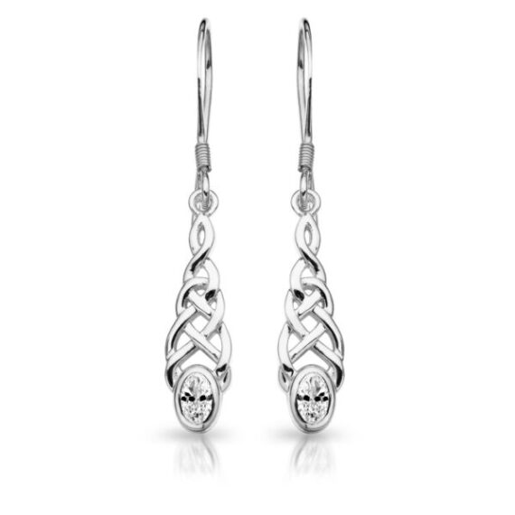Silver CZ Celtic Earrings-SE035