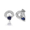 Silver Sapphire Claddagh Earrings-SE187S