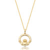 9ct Gold CZ Claddagh Pendant-P070