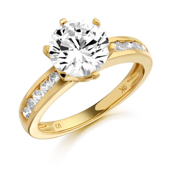 9ct Gold CZ Solitare Harmony Ring-R130