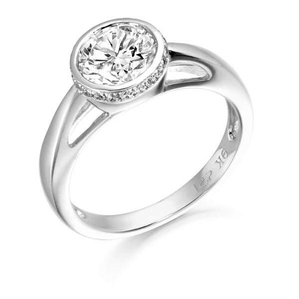 White Gold Bazet Ballet CZ Ring Set-R305W